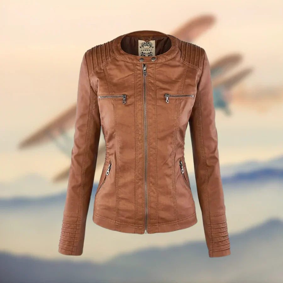 Carolina - Stylish and Versatile Hooded Leather Jacket