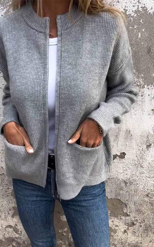 Odile™ - Cotton Zip-Up Cardigan